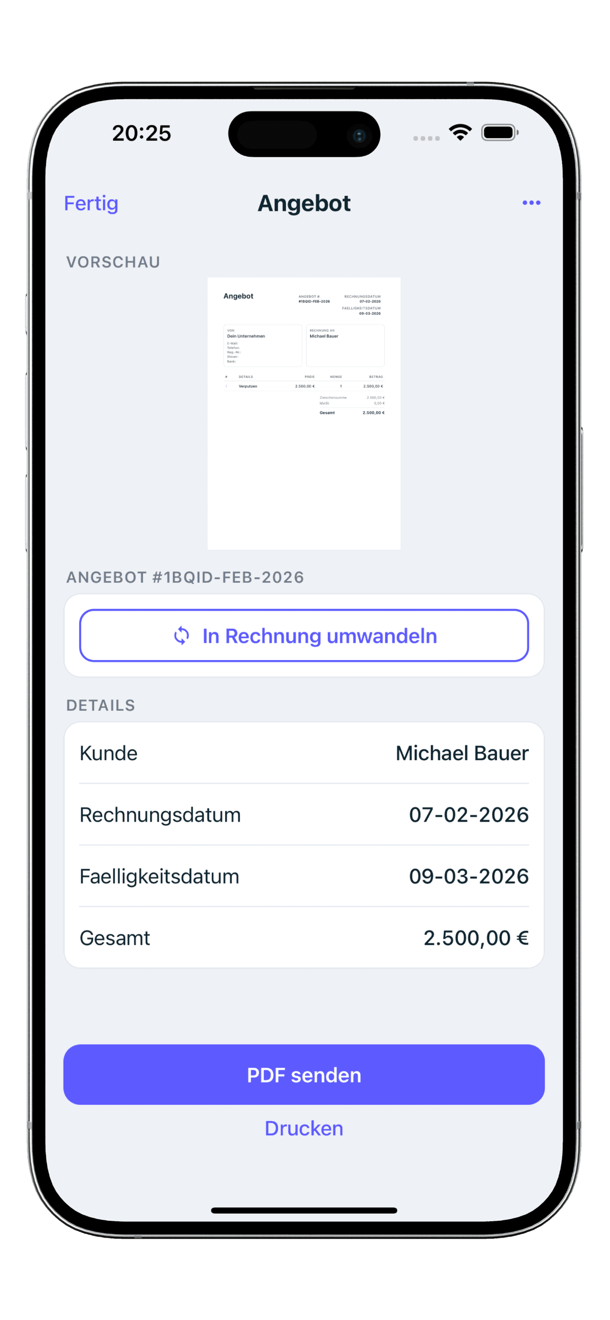 In Rechnungen Umwandeln