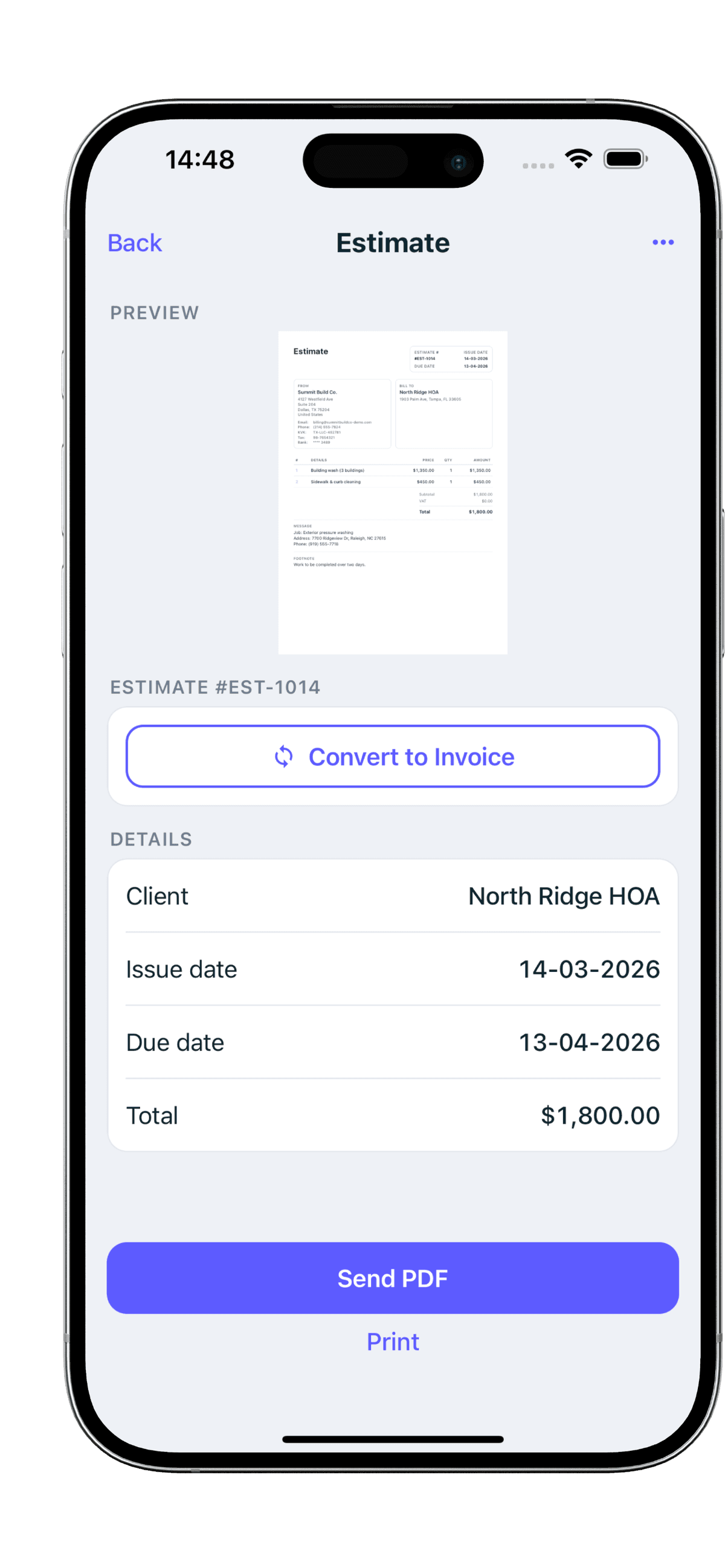 Invoice Conversion Value Invoices Customers — Invoice & Estimate Maker for iPhone