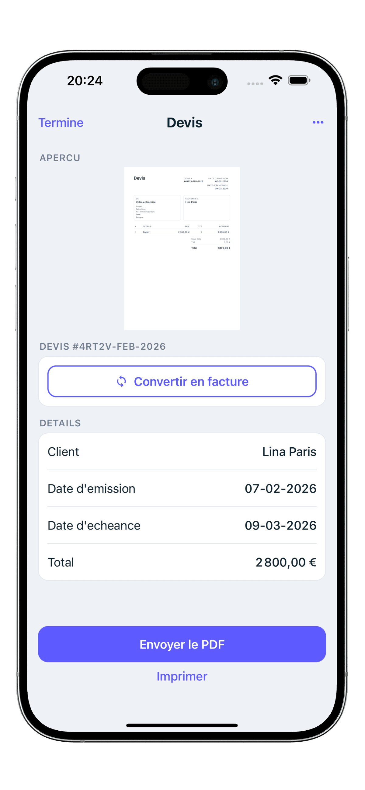 Convertir en Factures