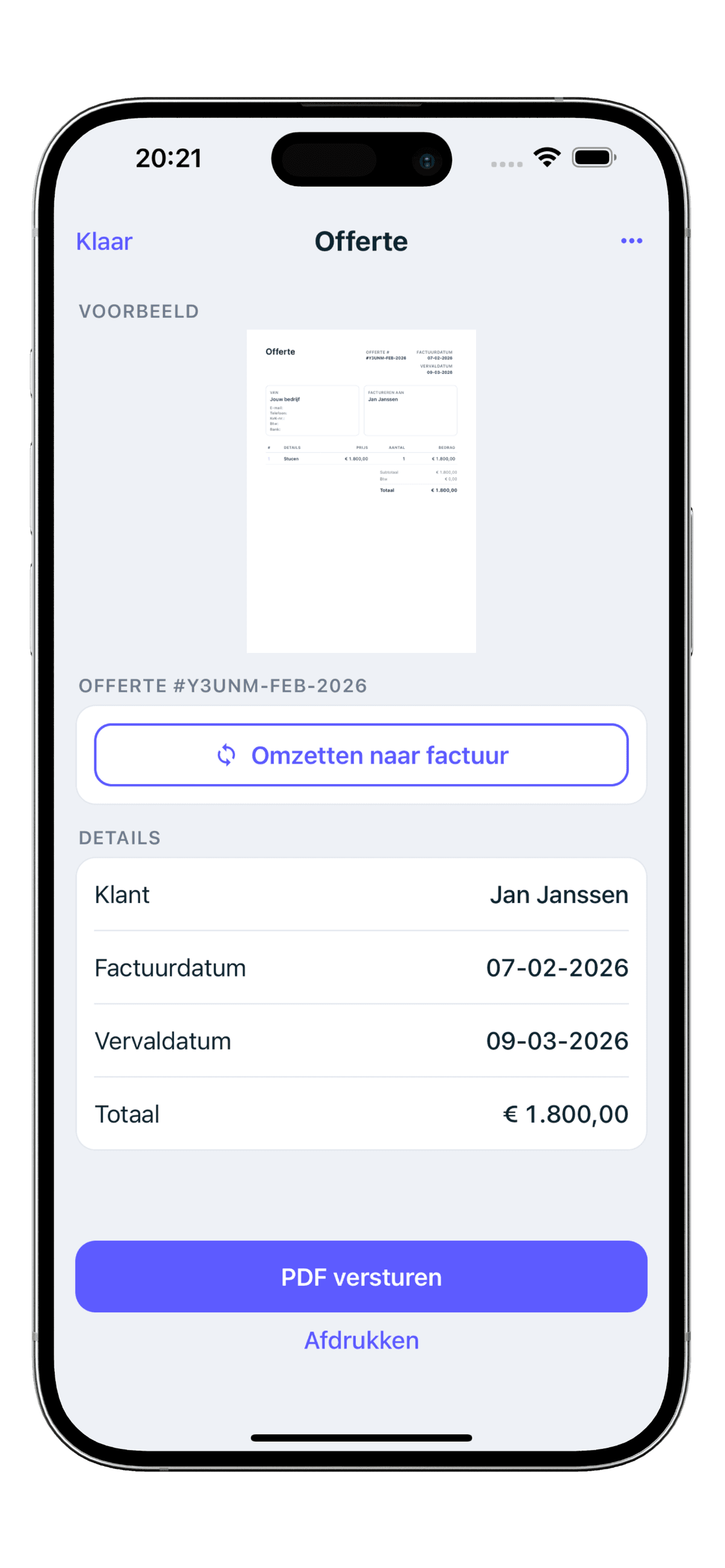 Omzetten naar Facturen